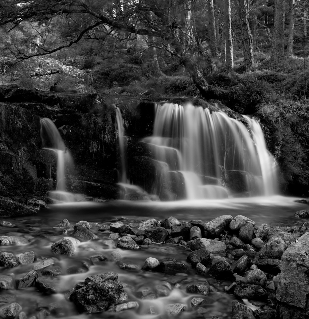 This stream in Glen Feshie has a multitude of waterfalls. I had fun photographing them with a neutral density filter for the first time in September 2021.